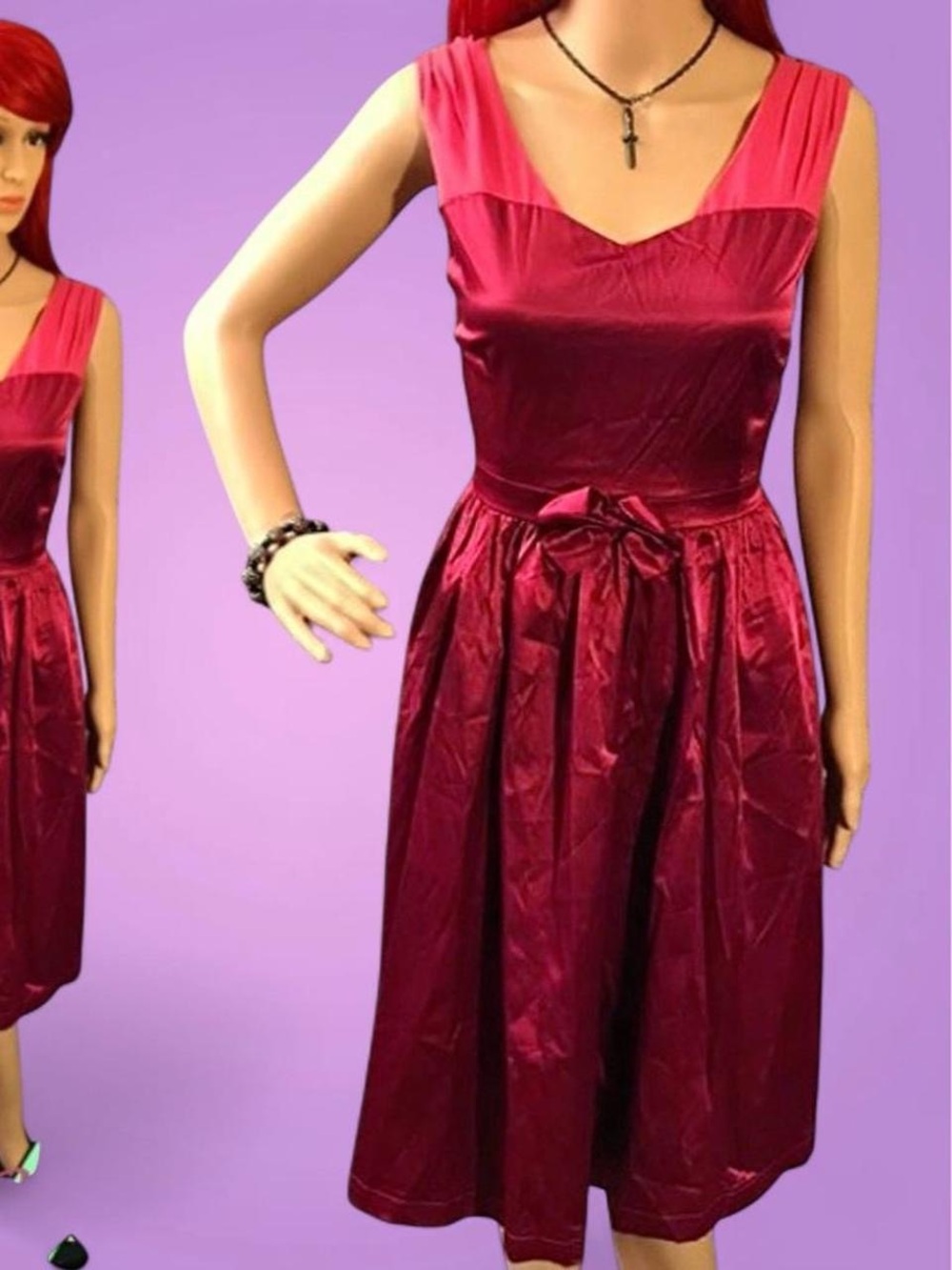 Burgundy Silky Swing Dress - NWT